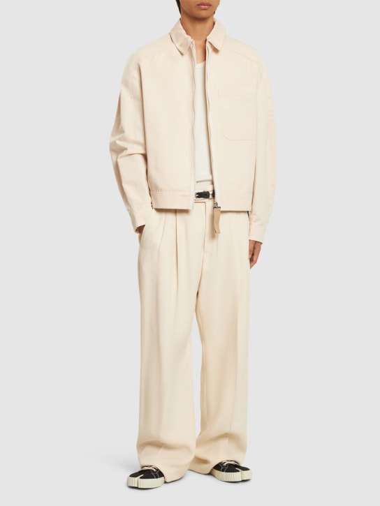 Jacquemus: Le Blouson Linu cotton & linen jacket - Beige - men_1 | Luisa Via Roma