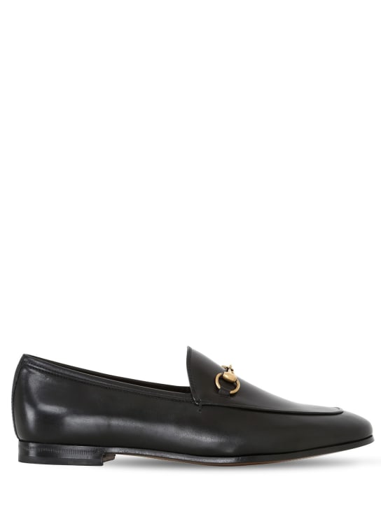 Gucci: 10mm Jordan horsebit leather loafers - Black - women_0 | Luisa Via Roma