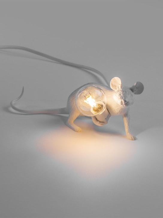 Seletti: Lyie Down Mouse lamp - White - ecraft_1 | Luisa Via Roma