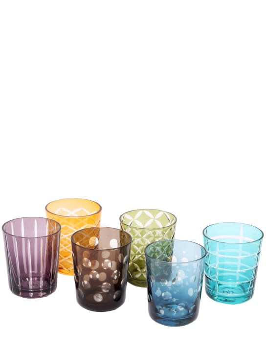 Polspotten: Set of 6 cutting water glasses - Multicolor - ecraft_0 | Luisa Via Roma
