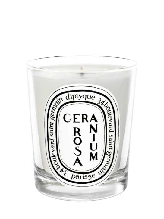 Diptyque: 190gr Geranium Rosa scented candle - Transparent - beauty-men_0 | Luisa Via Roma