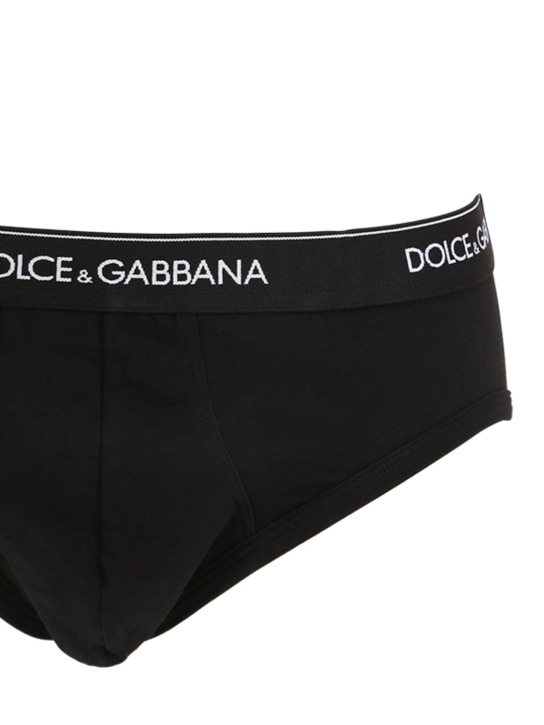 Dolce&Gabbana: Pack of 2 stretch jersey briefs - Black - men_1 | Luisa Via Roma