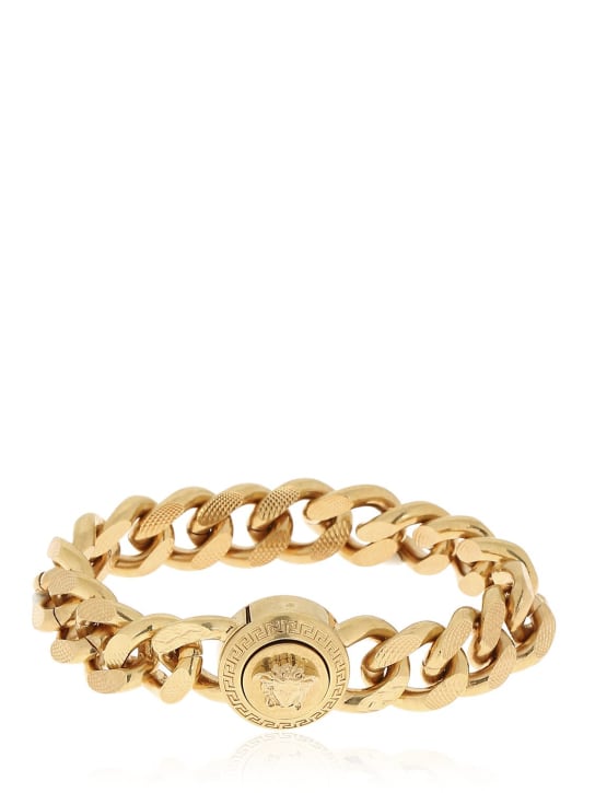 Versace: Medusa flat chain bracelet - Gold - men_0 | Luisa Via Roma