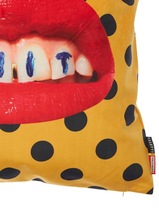 Seletti: Lips & Teeth printed cushion - Multicolor - ecraft_1 | Luisa Via Roma