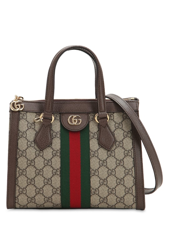 Gucci: Small Ophidia GG Supreme top handle bag - Ebony/Brown - women_0 | Luisa Via Roma