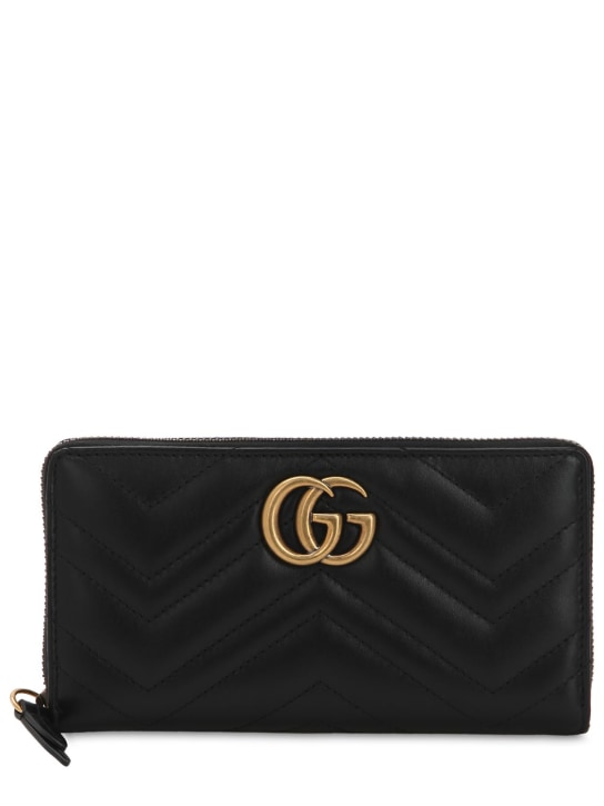Gucci: GG Marmont绗缝皮革钱包 - 黑色 - women_0 | Luisa Via Roma