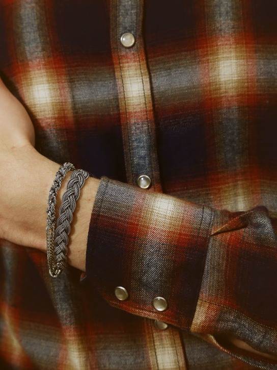Emanuele Bicocchi: Flat braided chain bracelet - Silver - men_1 | Luisa Via Roma