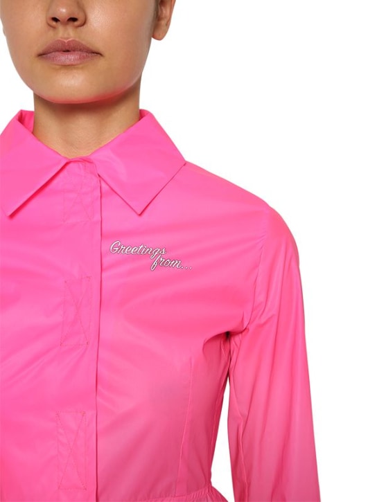 Palm Angels: 로고 프린트 셔츠 미디 드레스 - 핑크 - women_1 | Luisa Via Roma