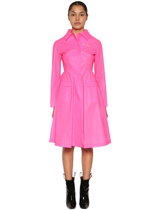 Palm Angels: 로고 프린트 셔츠 미디 드레스 - 핑크 - women_0 | Luisa Via Roma