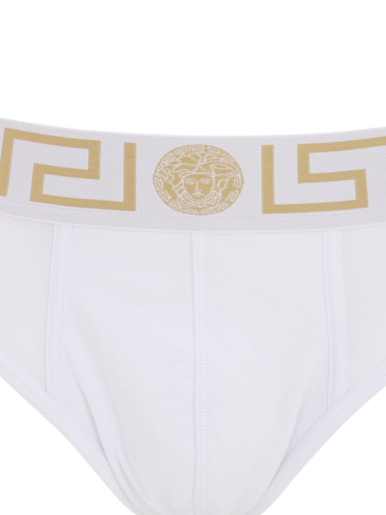 Versace: Pack of 3 stretch cotton briefs - White - men_1 | Luisa Via Roma