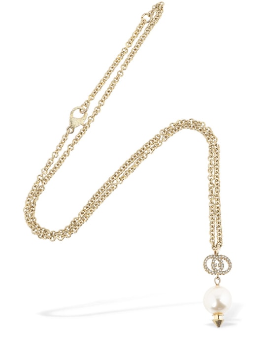 Gucci: GG imitation pearl long necklace - Crystal/Cream - women_1 | Luisa Via Roma