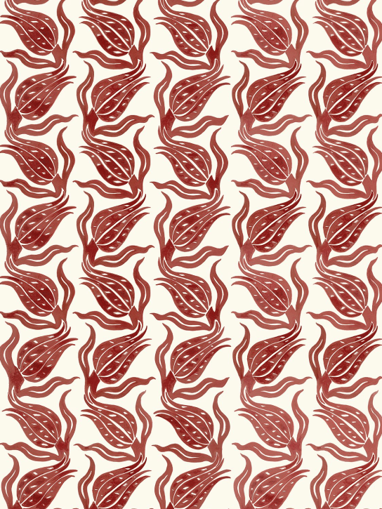 Arjumand's World: Tulip sway warm printed wallpaper - Beige/Red - ecraft_0 | Luisa Via Roma