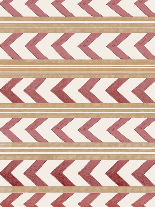 Arjumand's World: Herringbone warm printed wallpaper - Red/White - ecraft_0 | Luisa Via Roma