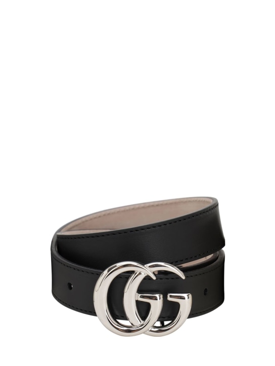 Gucci: GG leather belt - Black - kids-girls_0 | Luisa Via Roma