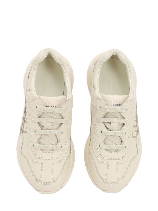 Gucci: Sneakers in pelle con logo - Avorio - kids-boys_1 | Luisa Via Roma