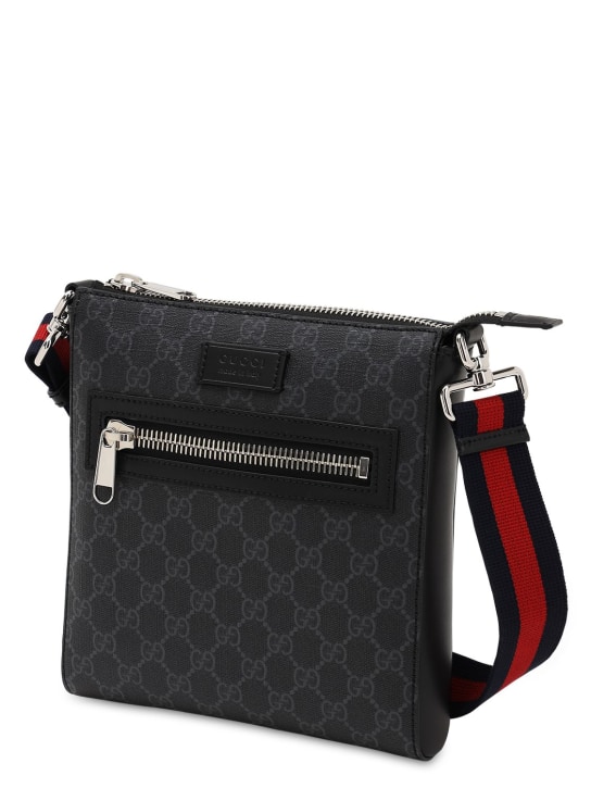 Gucci: GG Supreme coated canvas messenger bag - Black - men_1 | Luisa Via Roma