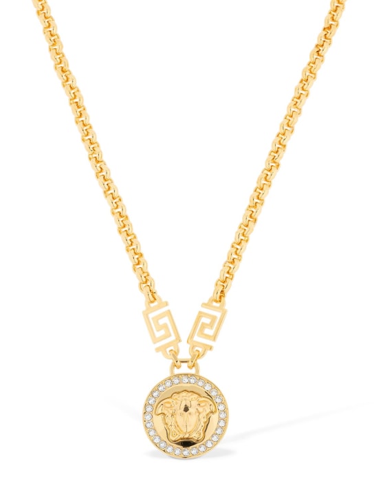 Versace: Icon medusa crystal necklace - Gold/Crystal - women_0 | Luisa Via Roma