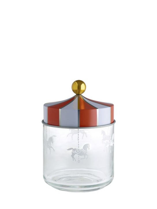 Alessi: Circus medium glass container w/ lid - Multicolor - ecraft_0 | Luisa Via Roma