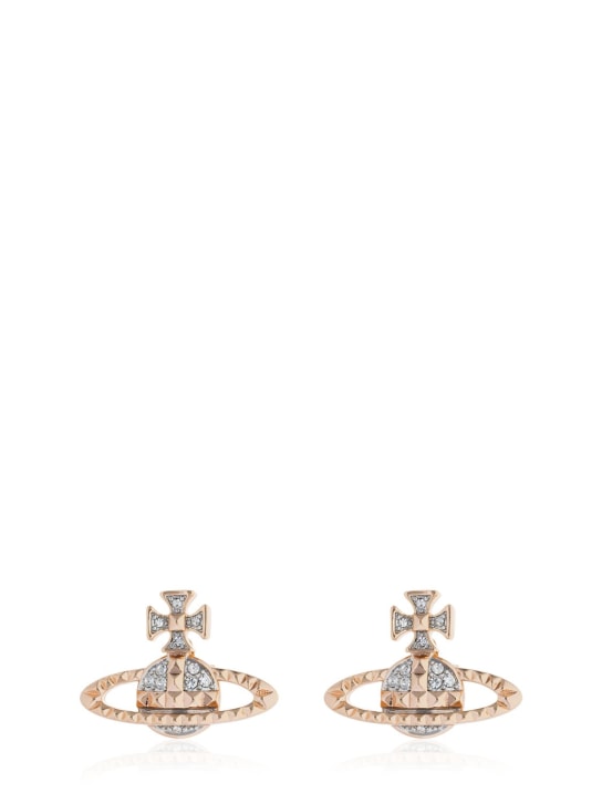 Vivienne Westwood: Mayfair bas relief stud earrings - Pink/Crystal - women_0 | Luisa Via Roma