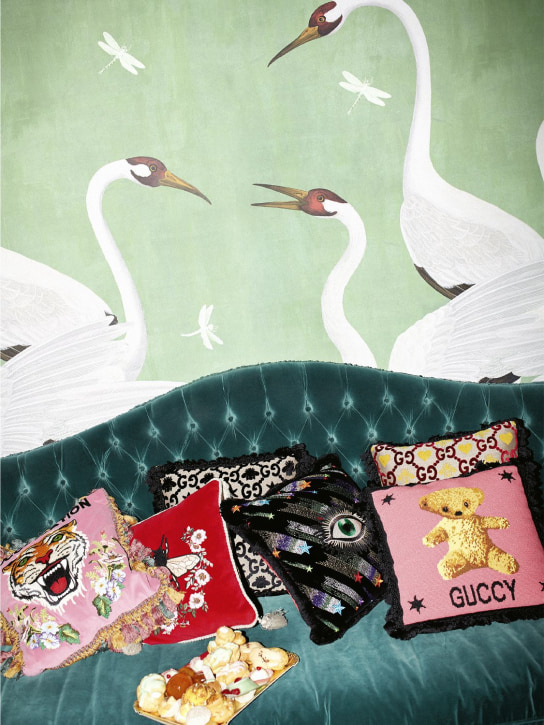 Gucci: Heron printed wallpaper panels - Green/Multi - ecraft_1 | Luisa Via Roma