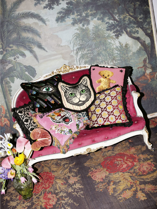 Gucci: GG jacquard cushion - Black/Multi - ecraft_1 | Luisa Via Roma