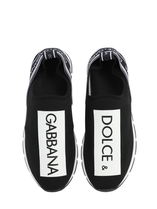 Dolce&Gabbana: SNEAKERS SLIP-ON DE PUNTO CON LOGO - kids-boys_1 | Luisa Via Roma