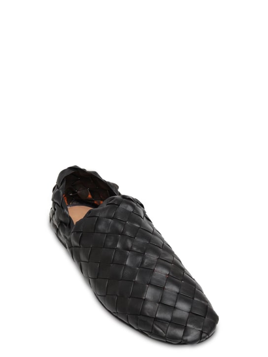 Bottega Veneta: Intrecciato leather loafers - Black - men_1 | Luisa Via Roma