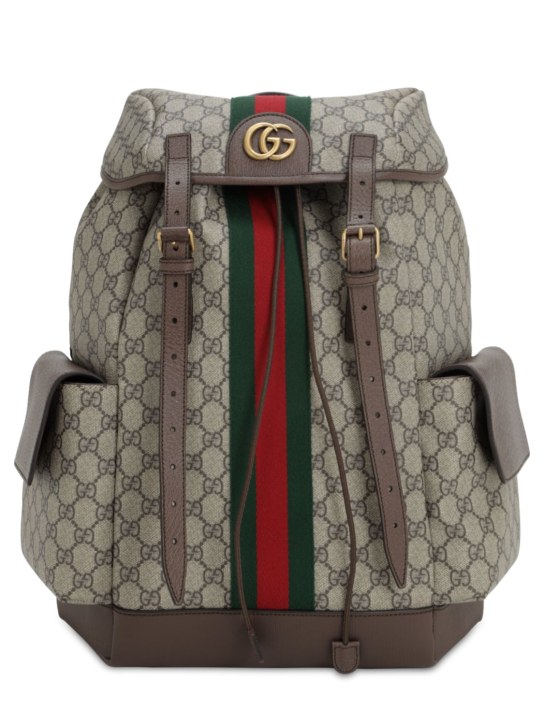 Gucci: Ophidia GG Supreme coated backpack - Beige - men_0 | Luisa Via Roma