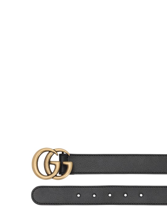 Gucci: Cintura in pelle con logo - Nero - kids-girls_1 | Luisa Via Roma