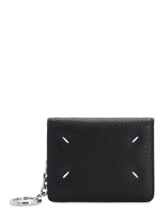 Maison Margiela: Grained leather card holder - Black - women_0 | Luisa Via Roma