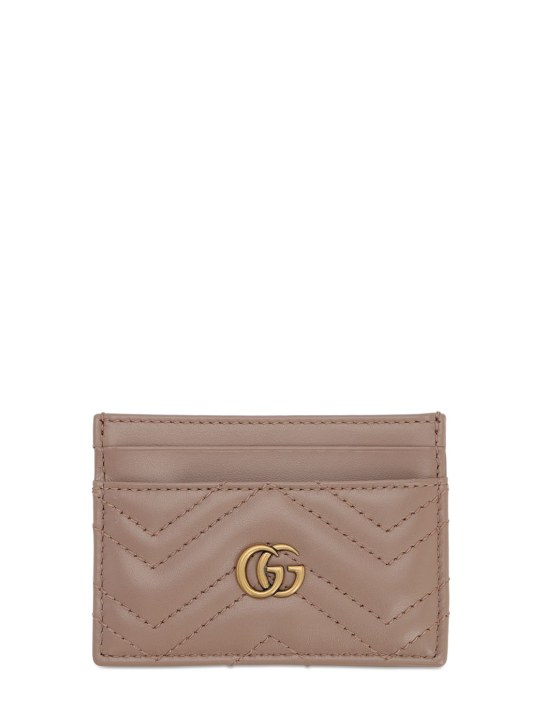 Gucci: "GG MARMONT"绗缝皮革卡包 - 粉饼粉色 - women_0 | Luisa Via Roma
