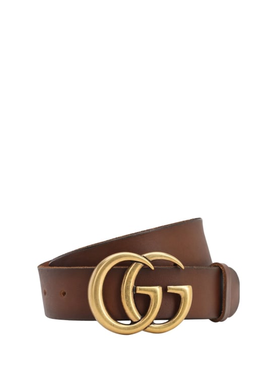 Gucci: 4cm GG leather belt - Brown - women_0 | Luisa Via Roma