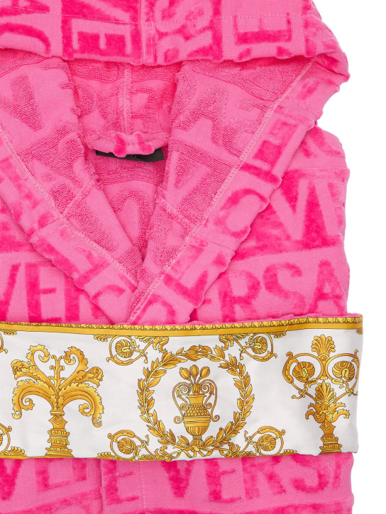 Versace: Barocco & Robe short cotton robe - Fuchsia - ecraft_1 | Luisa Via Roma