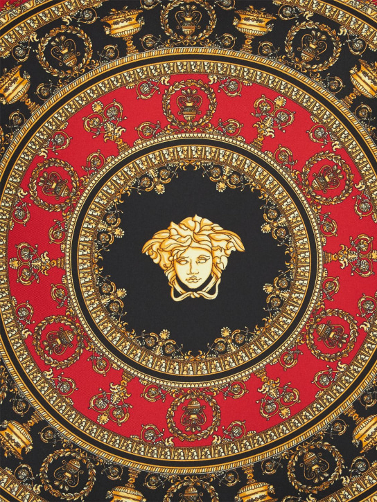 Versace: Crete De Fleur silk cushion - Red/Gold - ecraft_1 | Luisa Via Roma