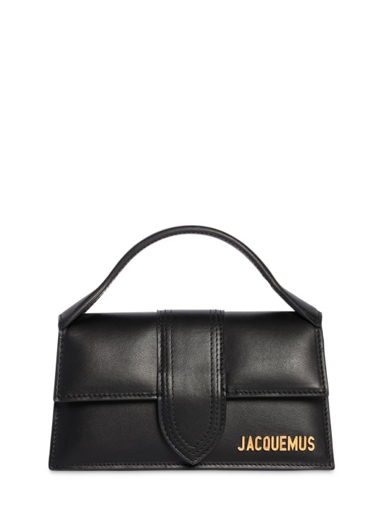 Jacquemus: Le Bambino leather top handle bag - Black - women_0 | Luisa Via Roma
