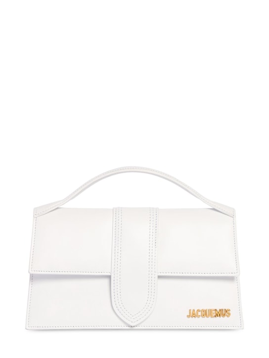 Jacquemus: Le Grand Bambino leather top handle bag - White - women_0 | Luisa Via Roma