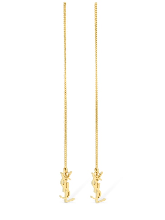 Saint Laurent: YSL long chain slide earrings - Gold - women_0 | Luisa Via Roma