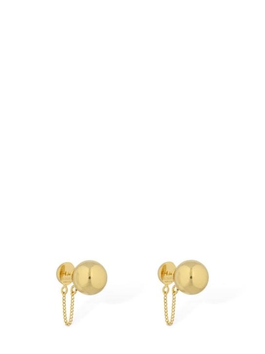 Jil Sander: Small Sphere stud earrings w/chain - Gold - women_0 | Luisa Via Roma