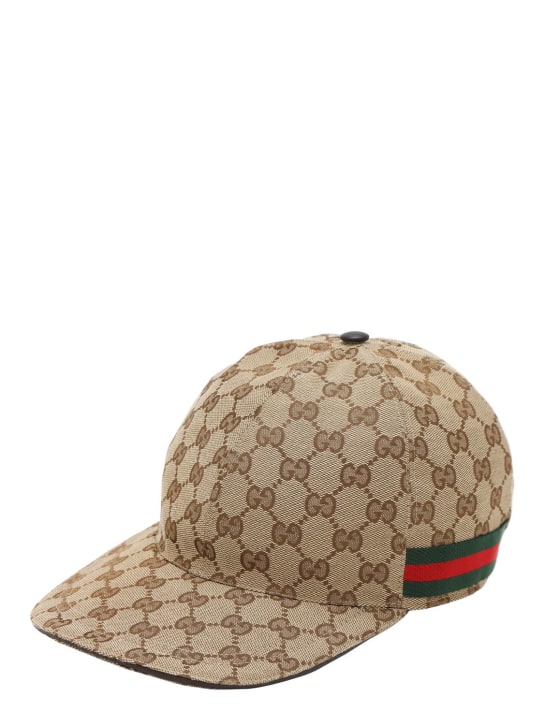 Gucci: GG Supreme canvas baseball hat - Beige - men_1 | Luisa Via Roma