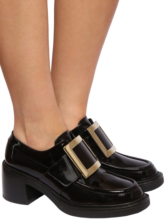 Roger Vivier: 60mm Viv Rangers patent leather loafers - Black - women_1 | Luisa Via Roma