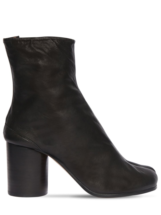 Maison Margiela: 80mm Tabi vintage leather ankle boots - Black - women_0 | Luisa Via Roma