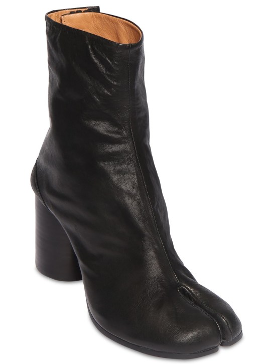 Maison Margiela: 80mm Tabi vintage leather ankle boots - Black - women_1 | Luisa Via Roma