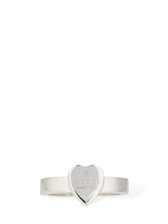 Gucci: Logo heart ring - Silver - women_1 | Luisa Via Roma