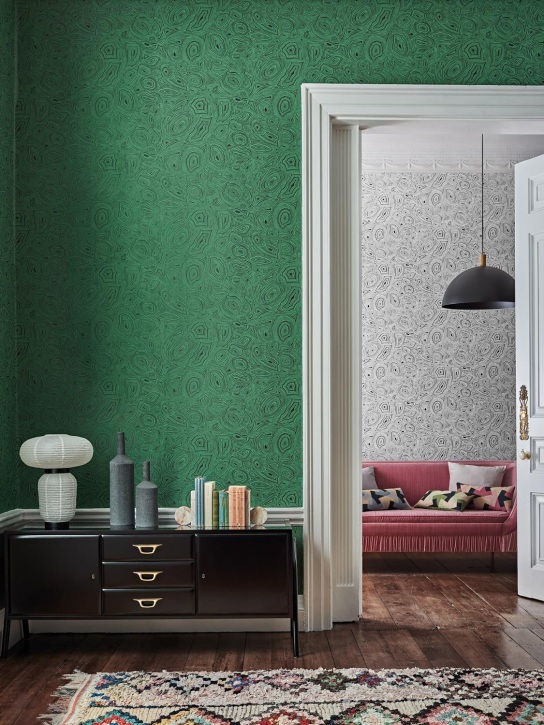 Fornasetti: Malachite wallpaper - Green - ecraft_1 | Luisa Via Roma