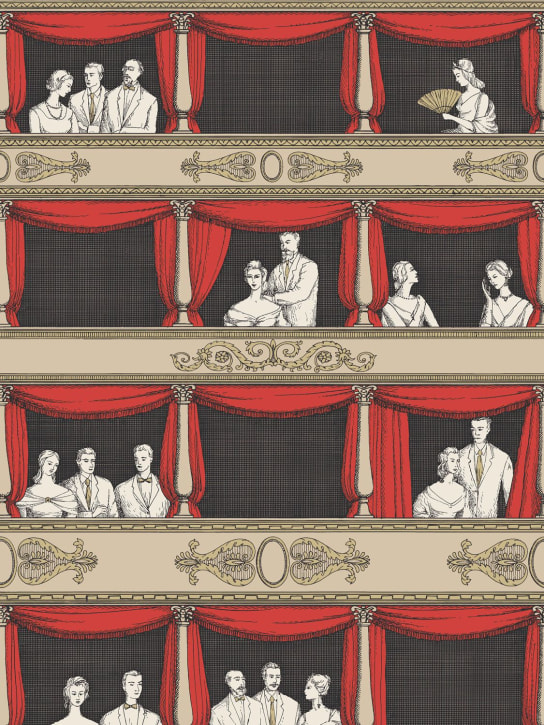 Fornasetti: Teatro wallpaper - Red/Multi - ecraft_0 | Luisa Via Roma