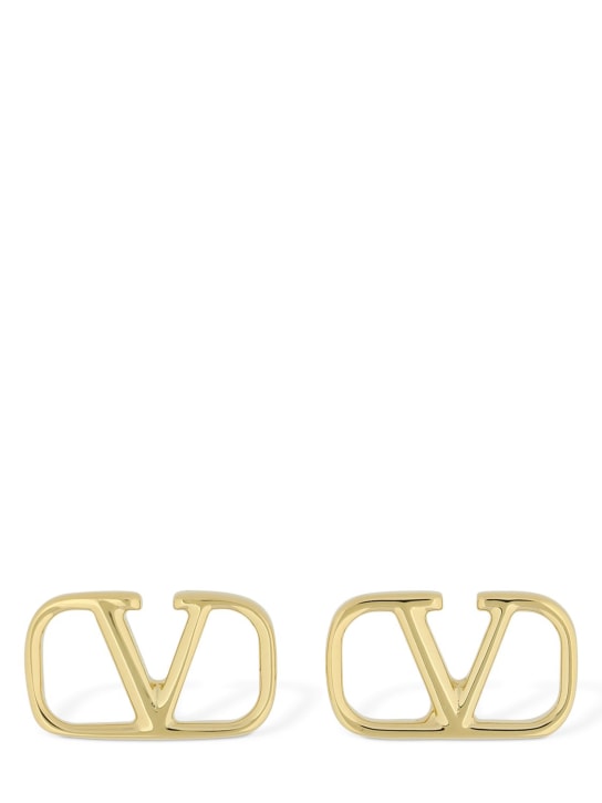 Valentino Garavani: 1.5cm V logo stud earrings - Gold - women_0 | Luisa Via Roma