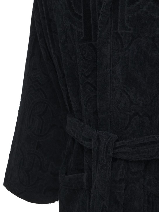 Roberto Cavalli: Araldico cotton bathrobe - Black - ecraft_1 | Luisa Via Roma