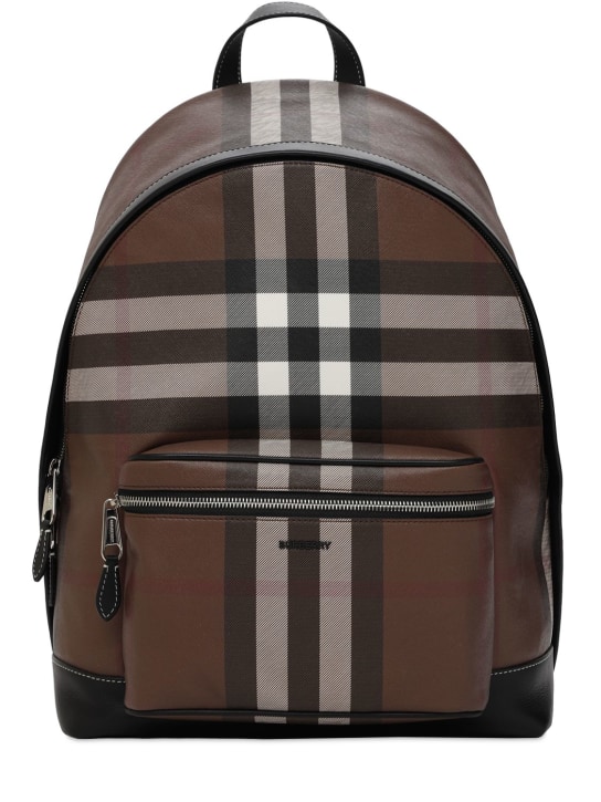 Burberry: Jett Check E-canvas backpack - Birch Brown - men_0 | Luisa Via Roma