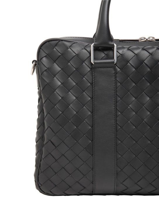 Bottega Veneta: Small intrecciato leather briefcase - Black - men_1 | Luisa Via Roma