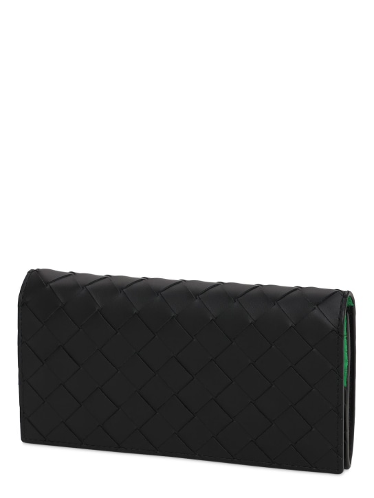 Bottega Veneta: Intrecciato leather long wallet - Black/Grass - men_1 | Luisa Via Roma